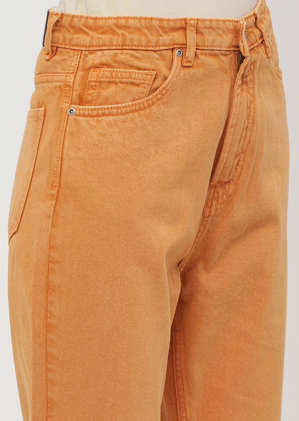 Madame Solid Orange Mom Fit Jeans Smart Basic
