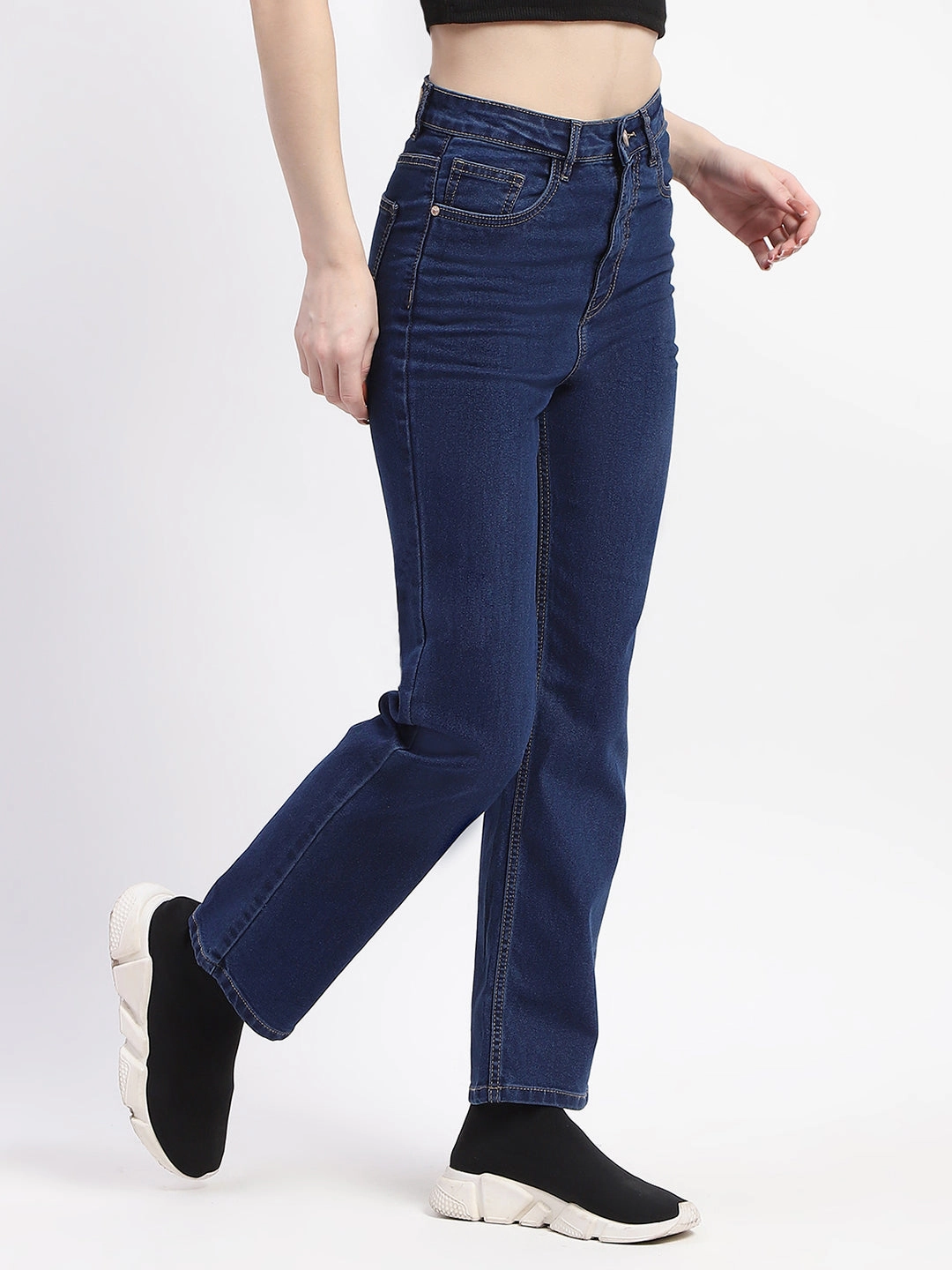 Sustainable Dye Methods Vintage Lover Loose Madame Straight-Fit Dark Blue Cotton Denim Jeans