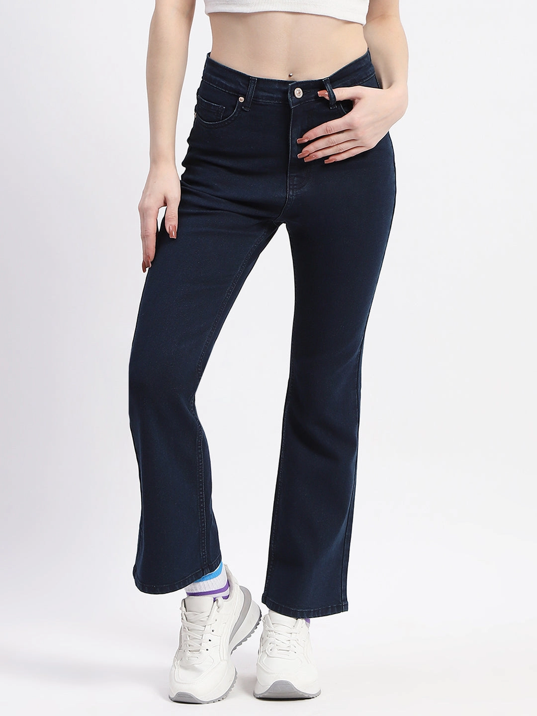 Outfit Ease Madame Straight-Fit Dark Blue Cotton Denim Jeans