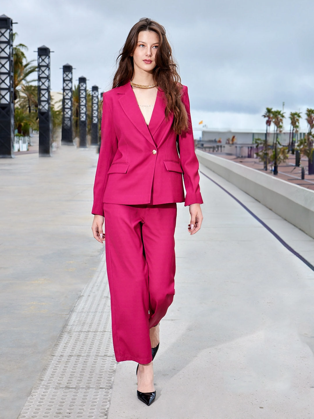 Madame Straight Fit Flared Hot Pink Trousers Ultra Soft
