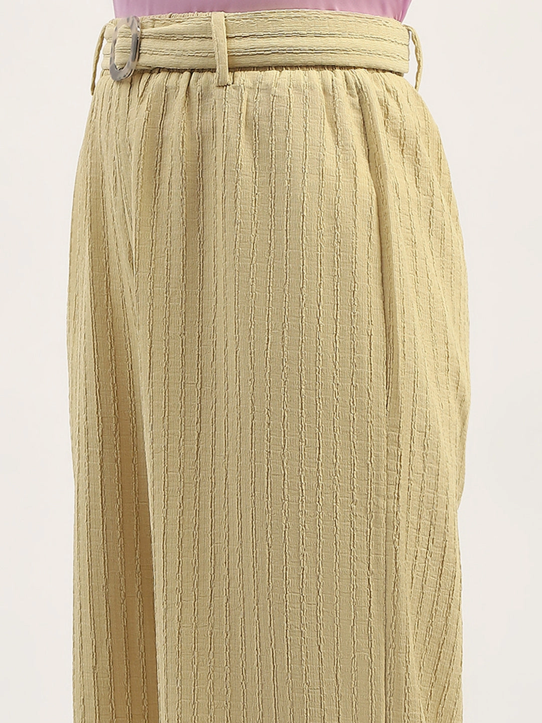 High Waist Stretch Mid Rise Madame Waist Belted Tapered Fit Dusty Green Trousers