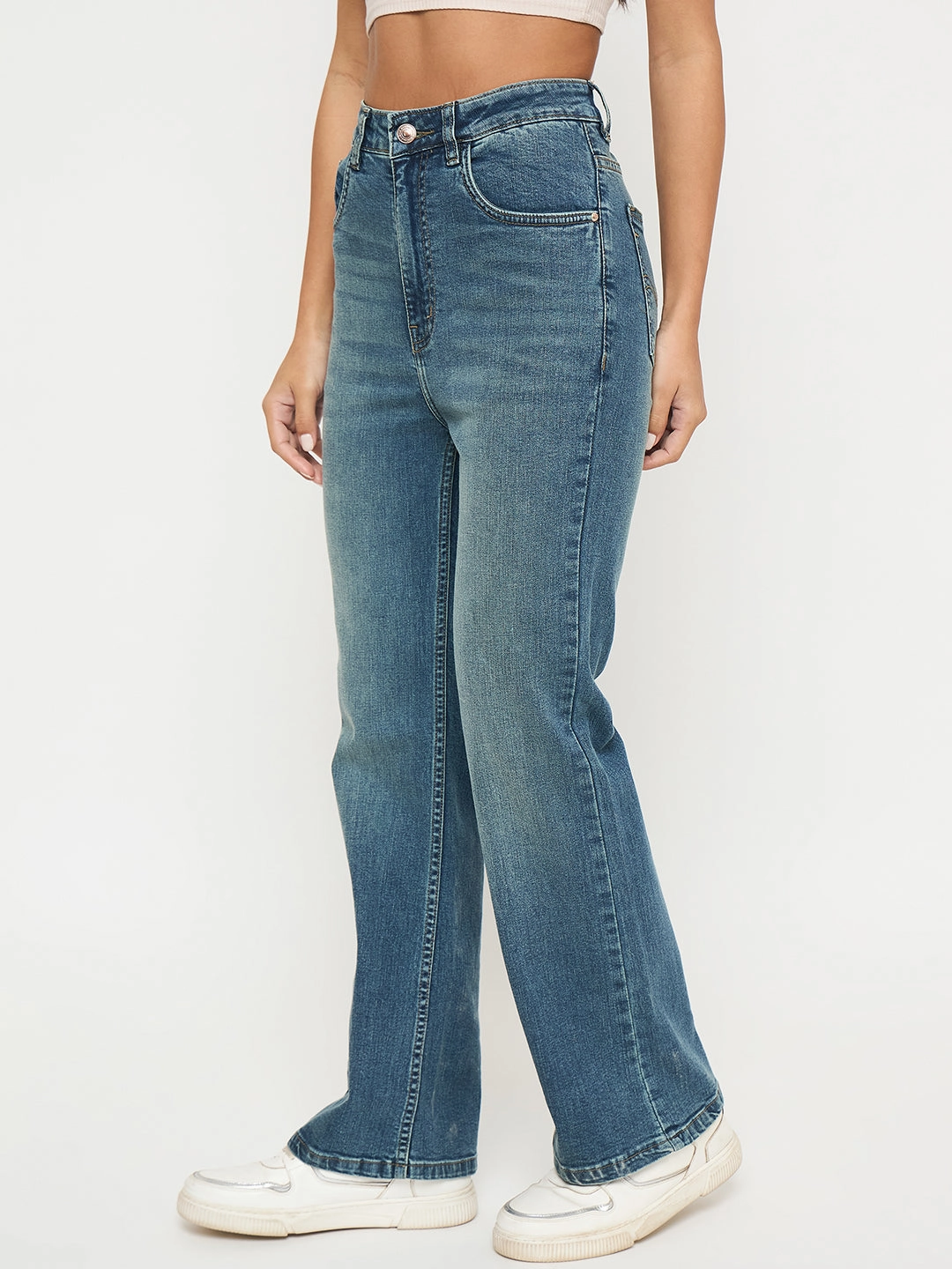 Style Combo Madame Whiskered Stone Wash Mid Blue Jeans