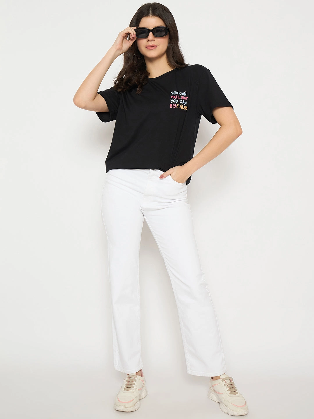 Athlete Fit Holiday Vibes Madame White Straight Fit Denim Jeans