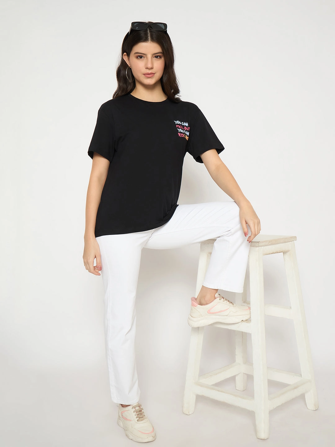 Sleek Waist Layered Basics Madame White Straight Fit Denim Jeans