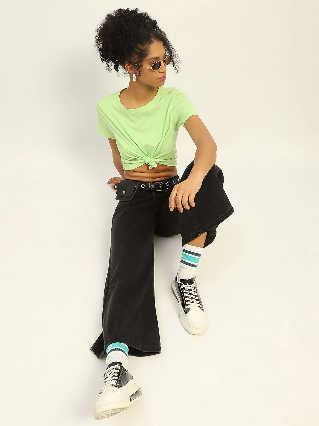 Bold Earthy Multi Layer Knee Reinforcement Madame Wide Leg Charcoal Cotton Denim