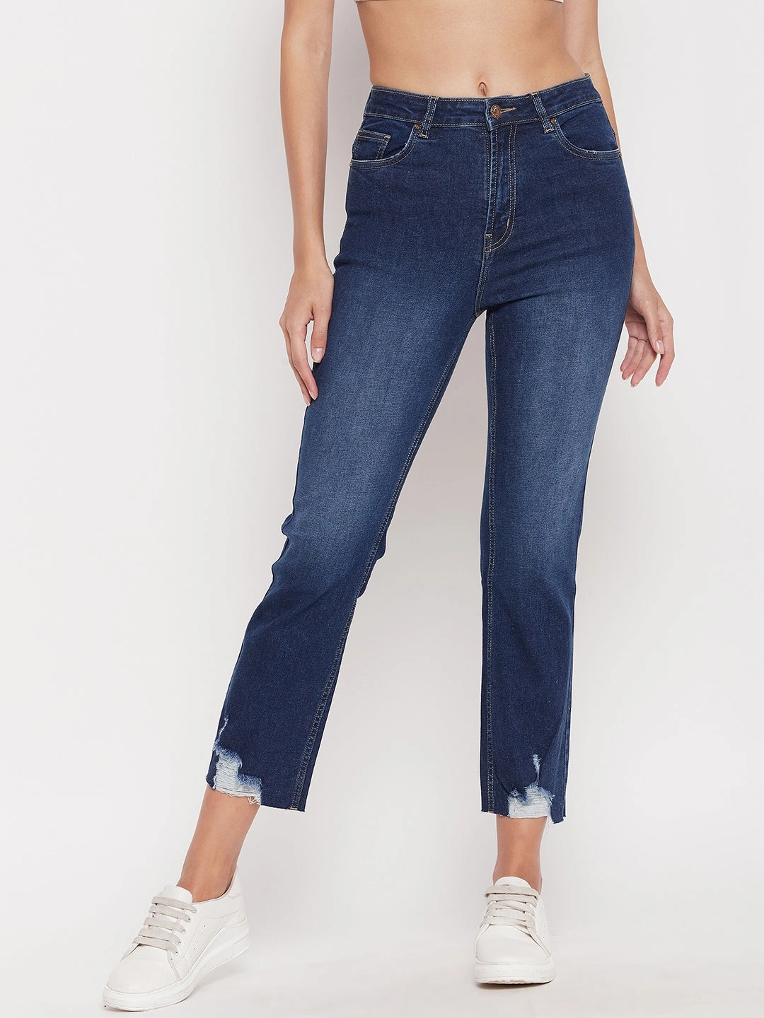 Madame Women Solid Blue Jeans Premium Material