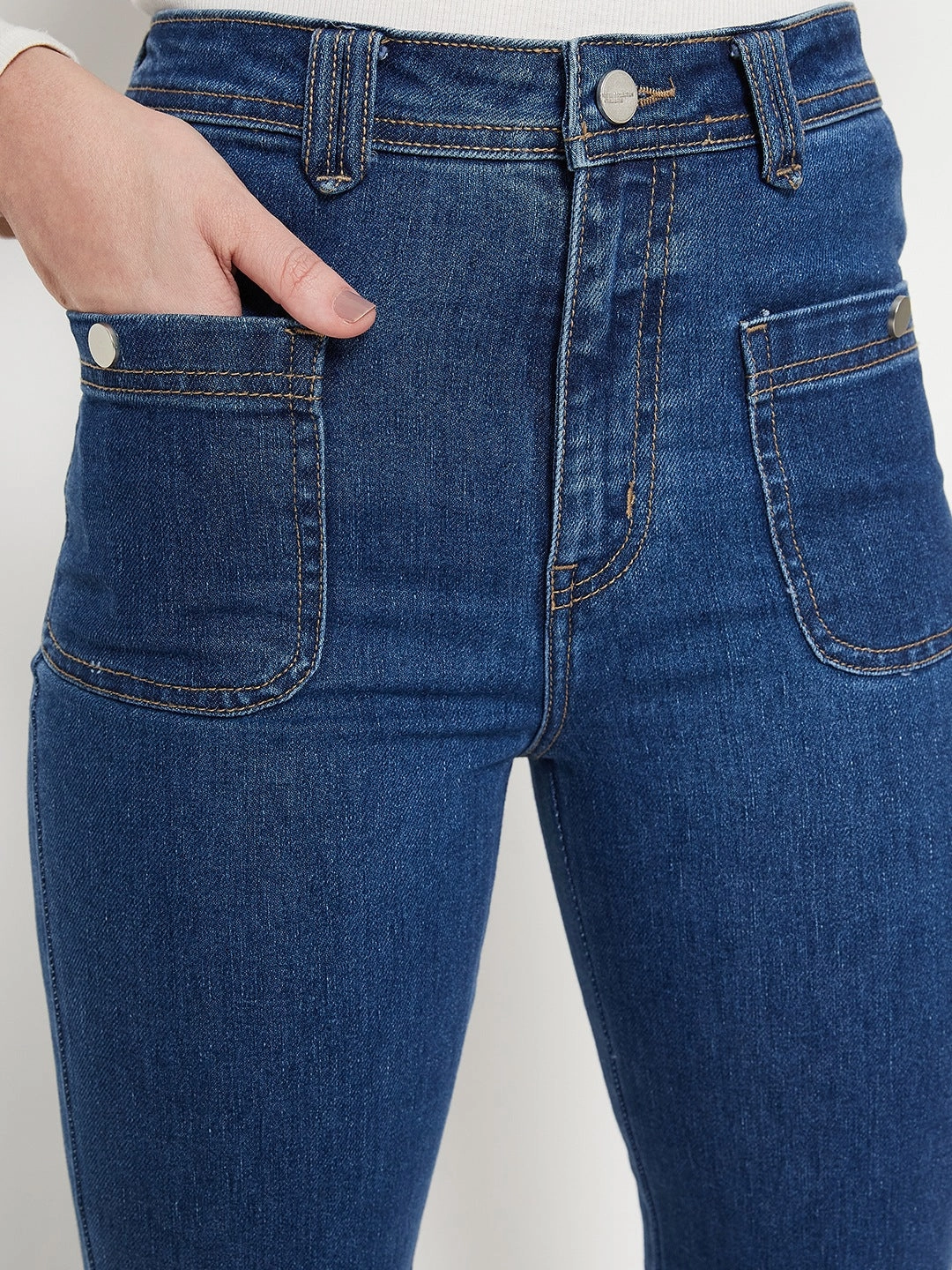 Madame Women Solid Dark Blue Jeans Outdoor Enthusiast Sunny Vibes Teen Outfit