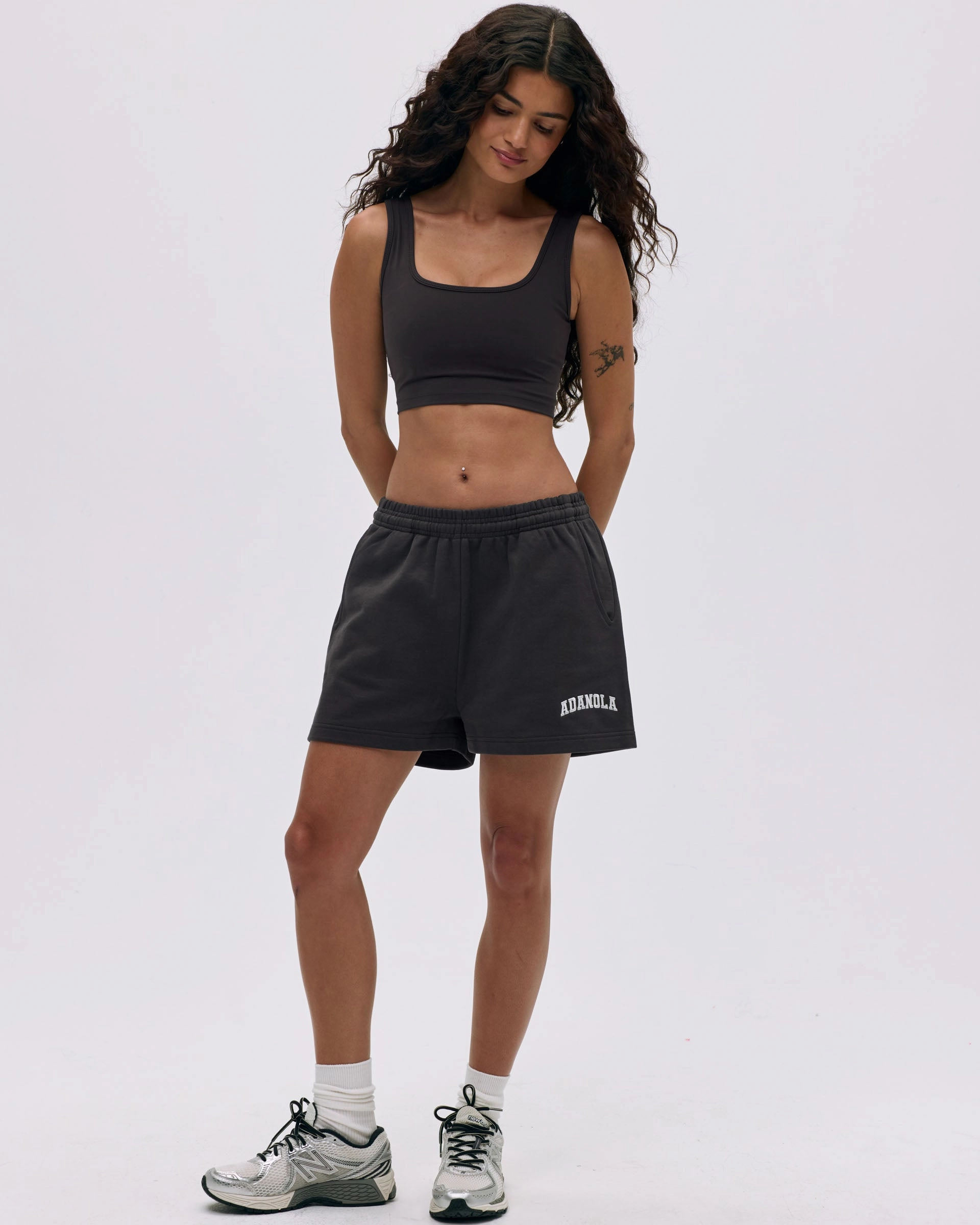 Sport Ready Wear Varsity Sweat Shorts - Coffee Bean/Marshmallow White
