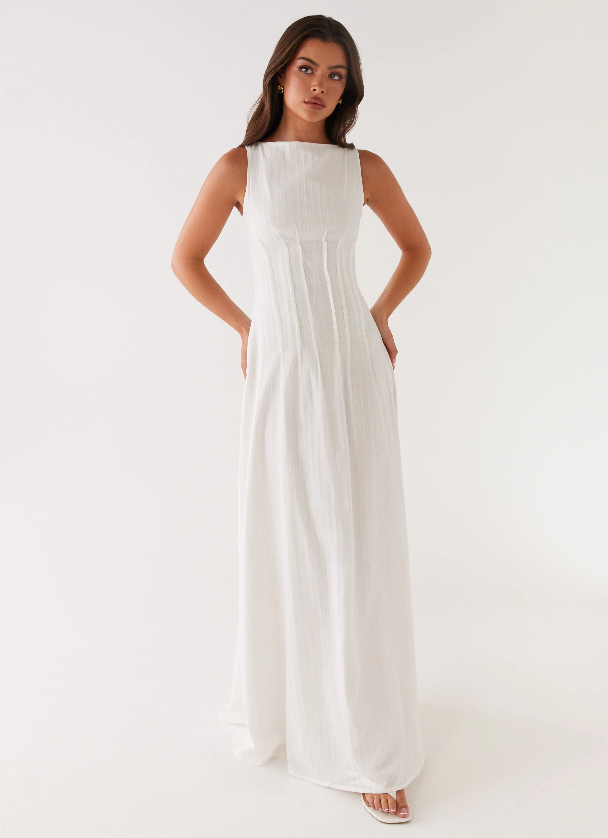 Frayed-Edge Maloney Maxi Dress - White