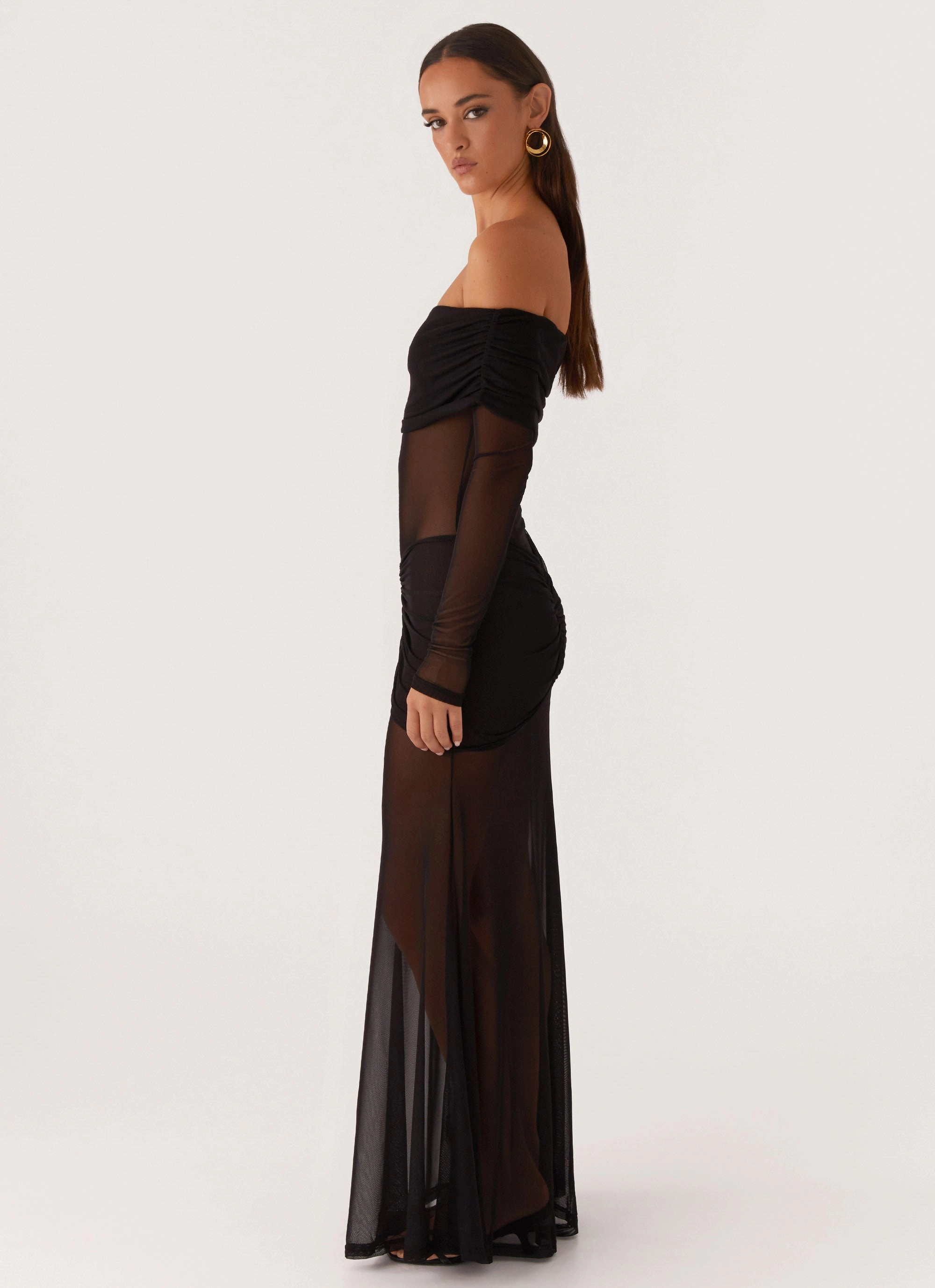 Maren Off Shoulder Maxi Dress - Black Fashion Fit
