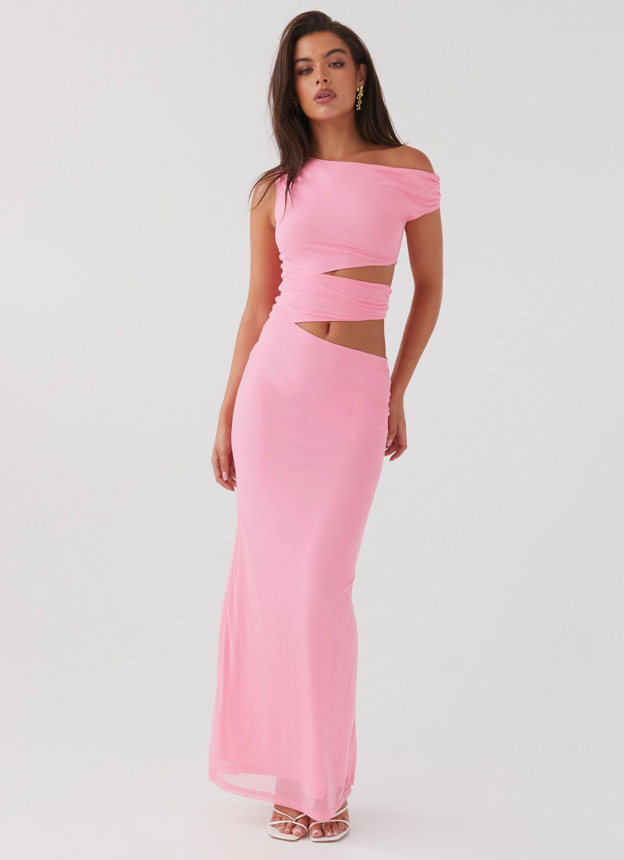 Margot One Shoulder Maxi Dress - Candy Cold-Shoulder Clean Style