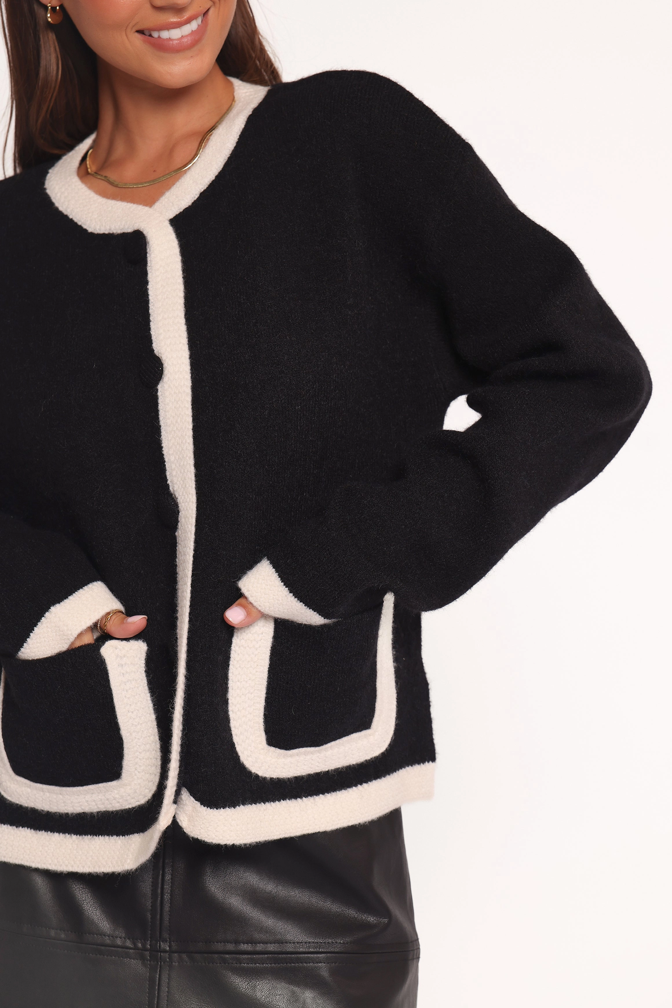 AntiStatic Finish Orabelle Contrast Hem Cardigan - Black