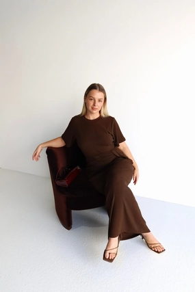 MARNIE RIB DRESS ESPRESSO Family Warm Clean Edge