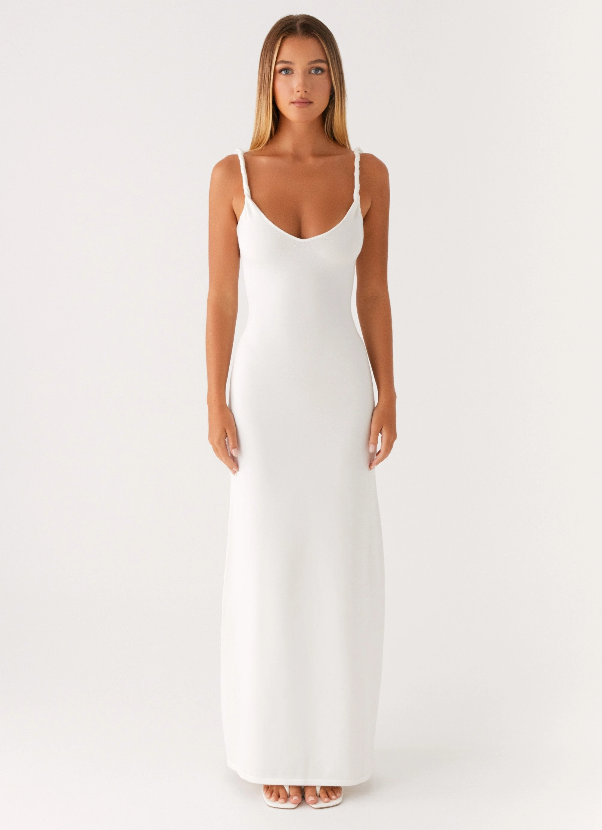 Anastasia Maxi Dress - Ivory Chic Rhythm Decorative-Design