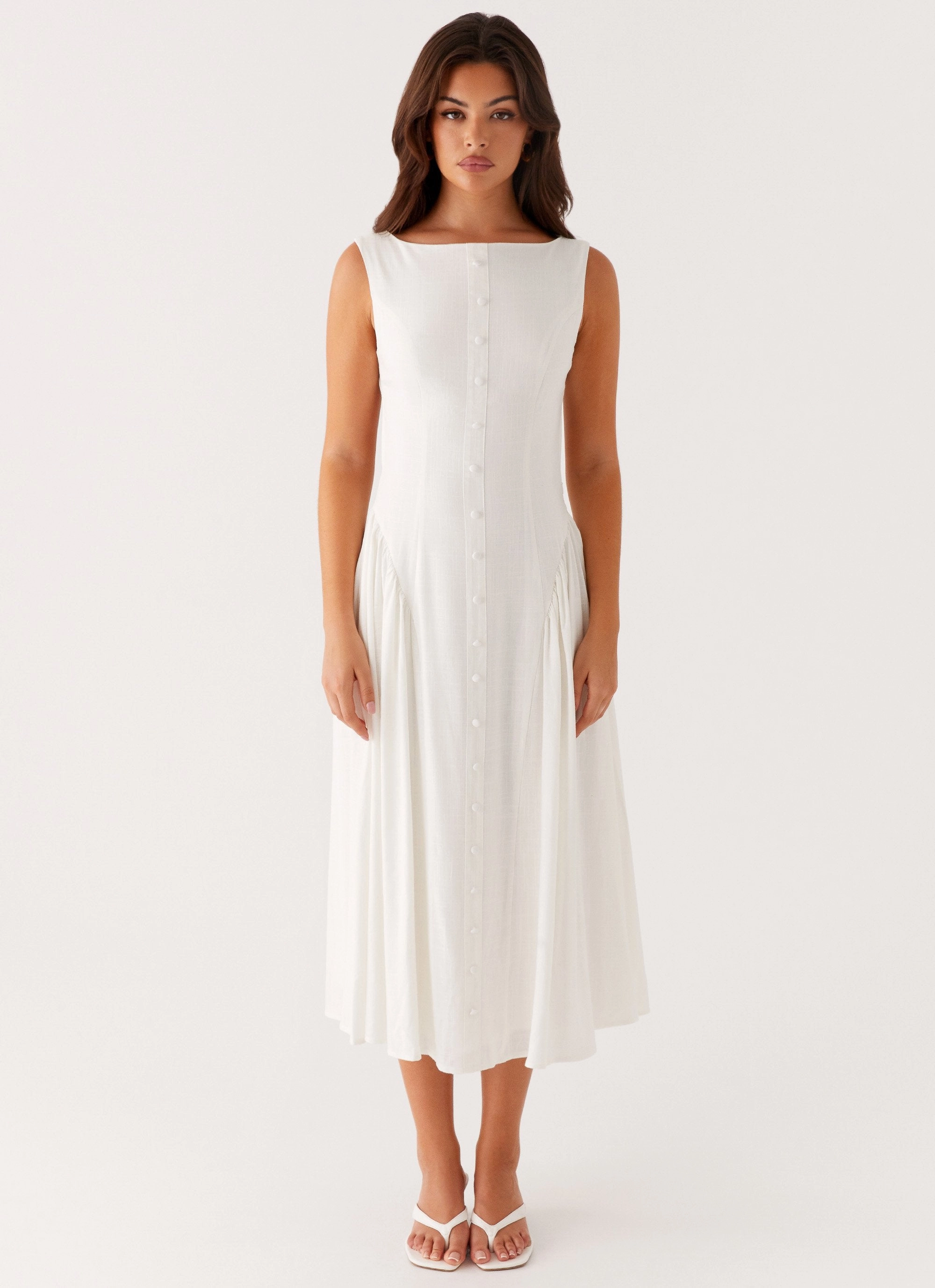 Maylah Midi Dress - White Fashion Essential NonSlipClosure