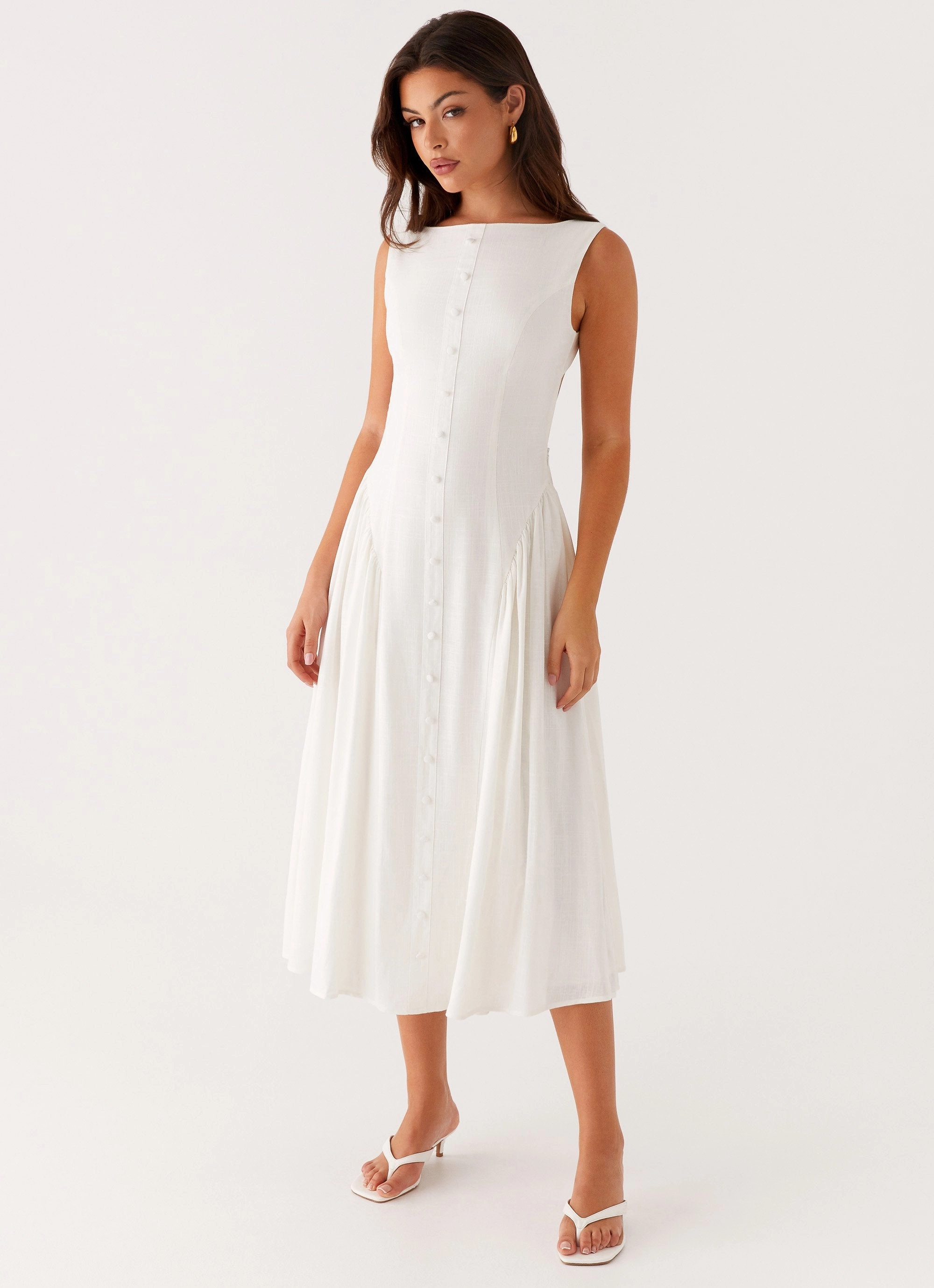 Street Motion Clean Drape Maylah Midi Dress - White