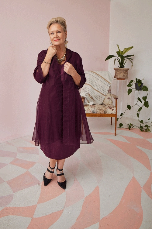 Megan Salmon - M5718 Organza Florence Coat Compression Panels Glossy Finish