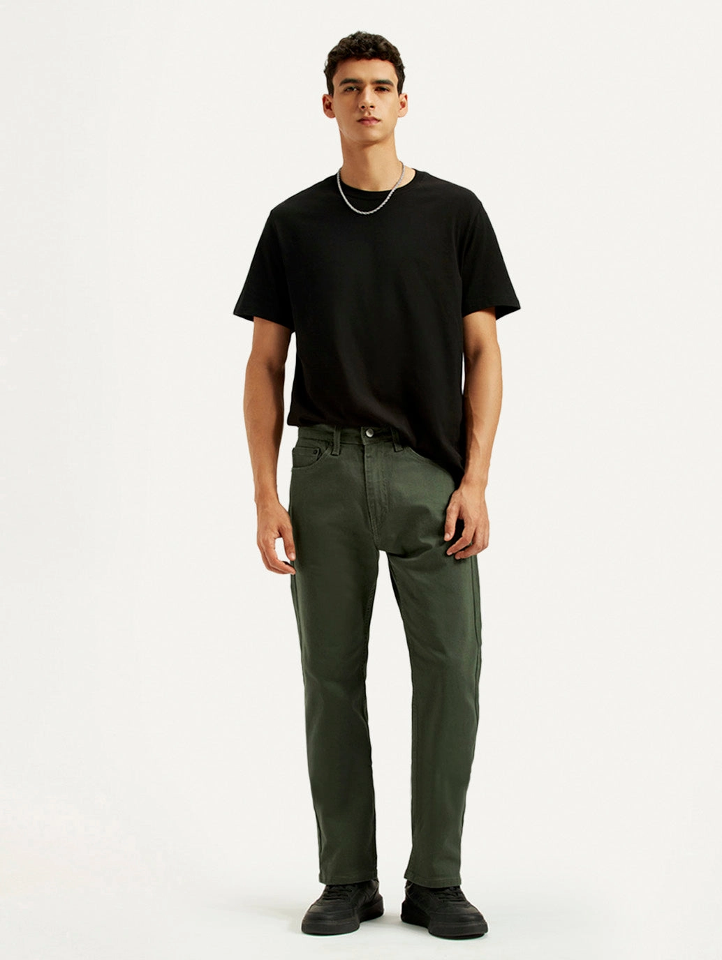 Men's 505 Olive Green Overdyed Straight Fit Mid Rise Jeans Office Wear Trendy Home Comfort Breathable Lining System