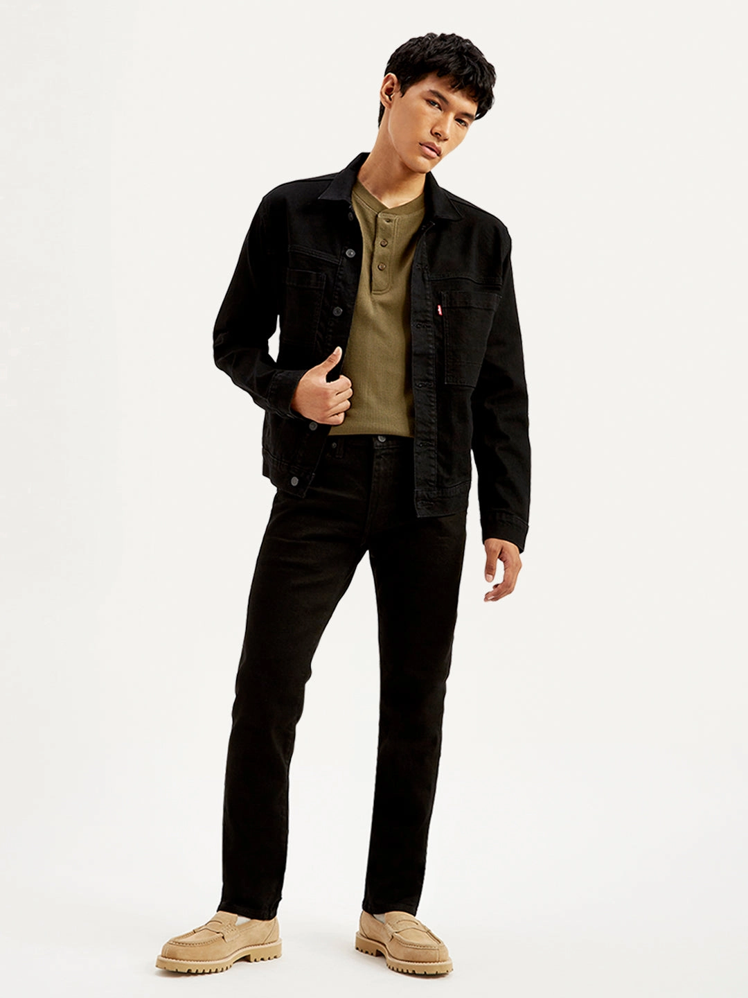 Men's 511 Black Slim Fit Mid Rise Selvedge Jeans Utility Fit