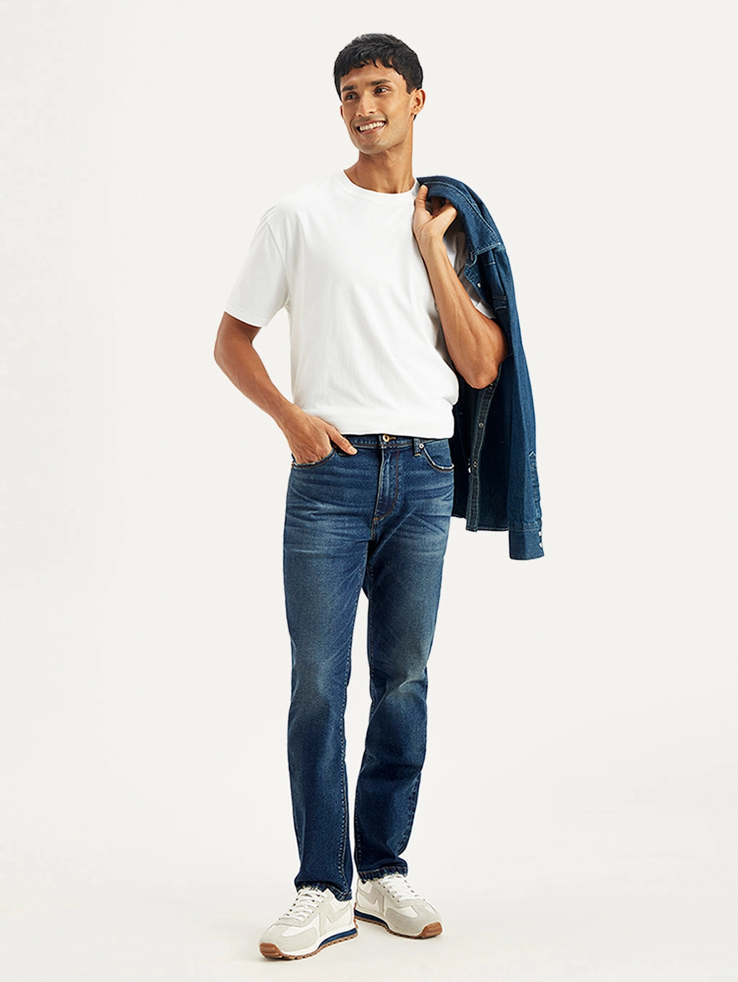 Men's 511 Blue Slim Fit Mid Rise Jeans Outfit Mix Night Out Parent Style