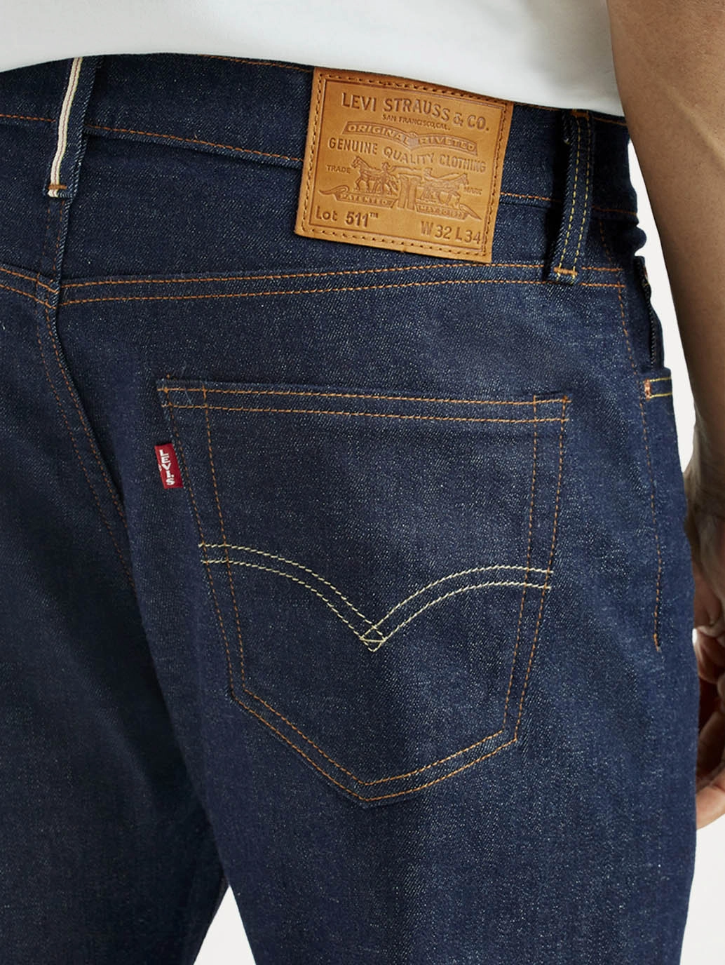 Men's 511 Dark Indigo Slim Fit Mid Rise Selvedge Jeans Urban appeal Casual Luxury Winter Warmth