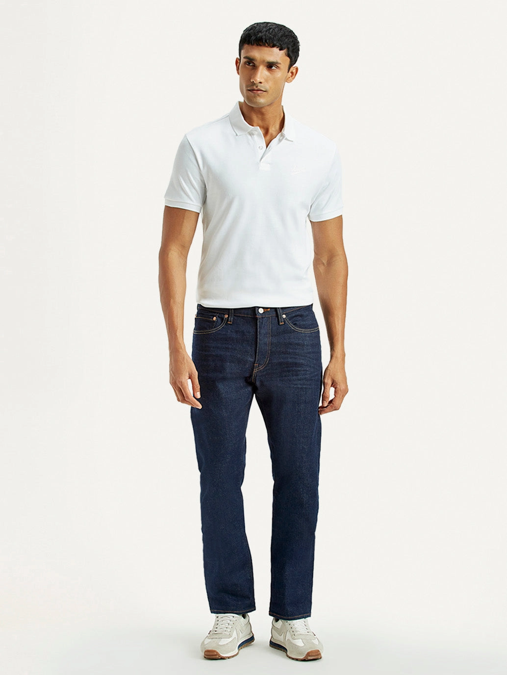 Men's 511 Dark Indigo Slim Fit Mid Rise Selvedge Jeans Balanced Look Comfortable Appearance