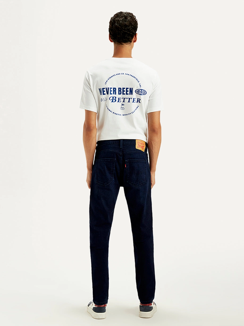 Men's 512 Dark Blue Slim Tapered Fit Mid Rise Jeans Riveted Stress Points Classic Wear Morning Stroll