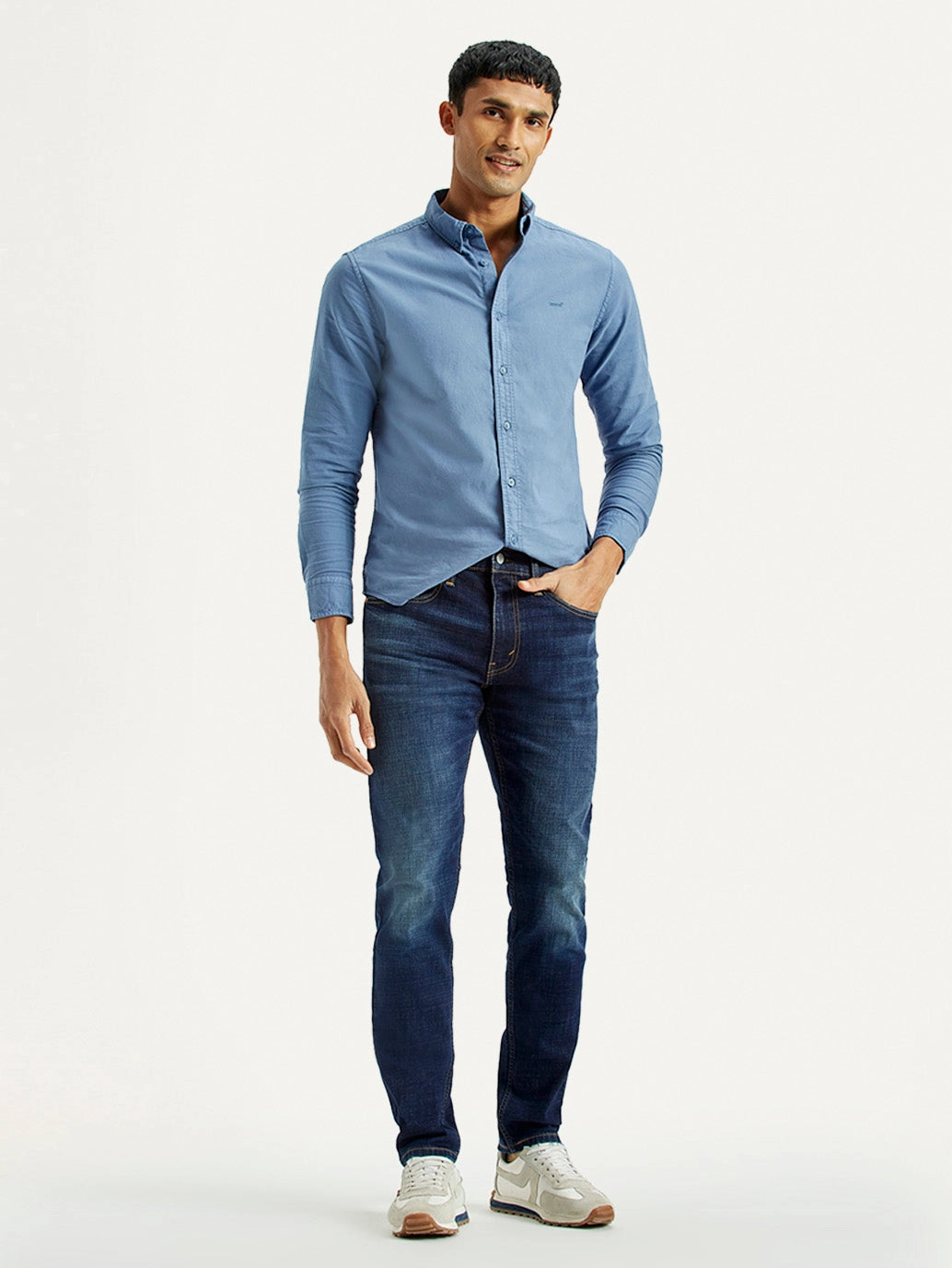 Men's 512 Dark Indigo Slim Tapered Fit Mid Rise Jeans Autumn Days Unisex Wear Teen Outfit