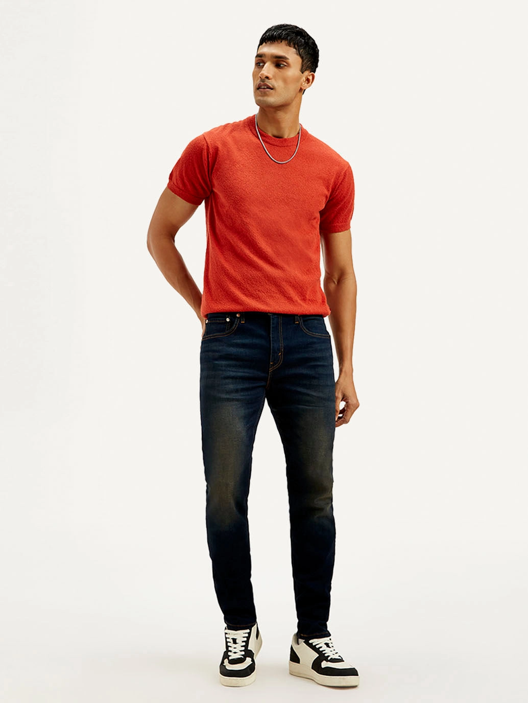 Tear Resistant Denim Men's 512 Navy Blue Slim Tapered Fit Mid Rise Jeans