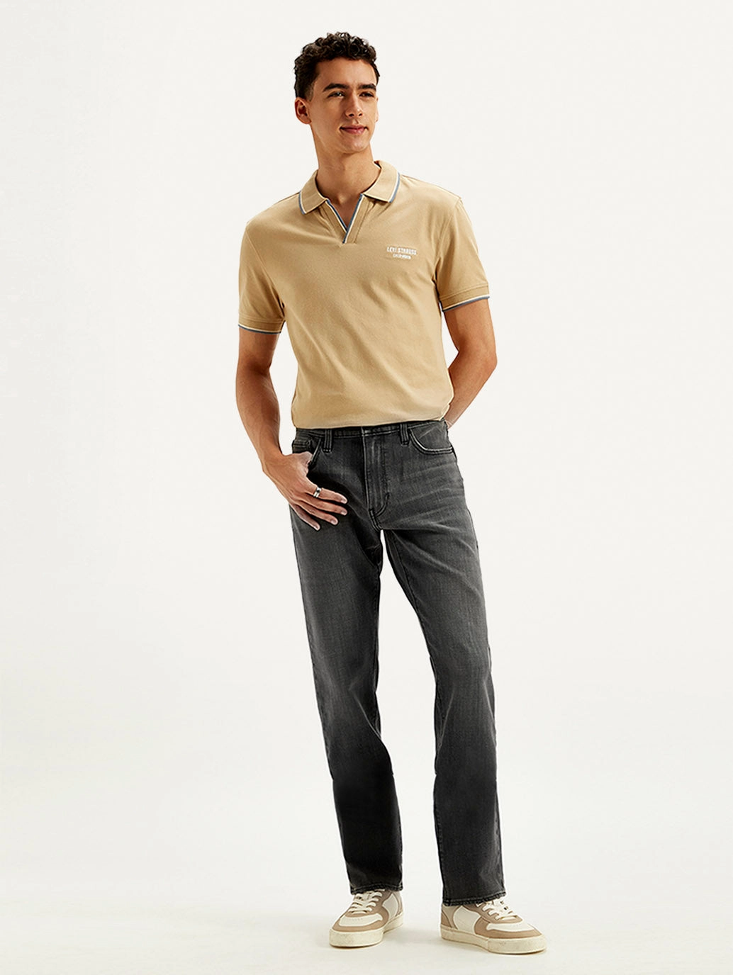 Basic Piece Men's 513 Charcoal Grey Slim Straight Fit Mid Rise Jeans