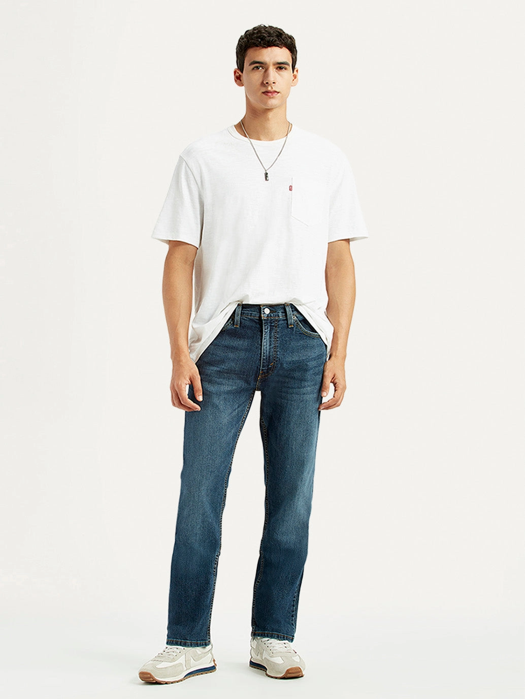 Men's 513 Dark Blue Slim Straight Fit Mid Rise Jeans Non Irritating Inner Lining