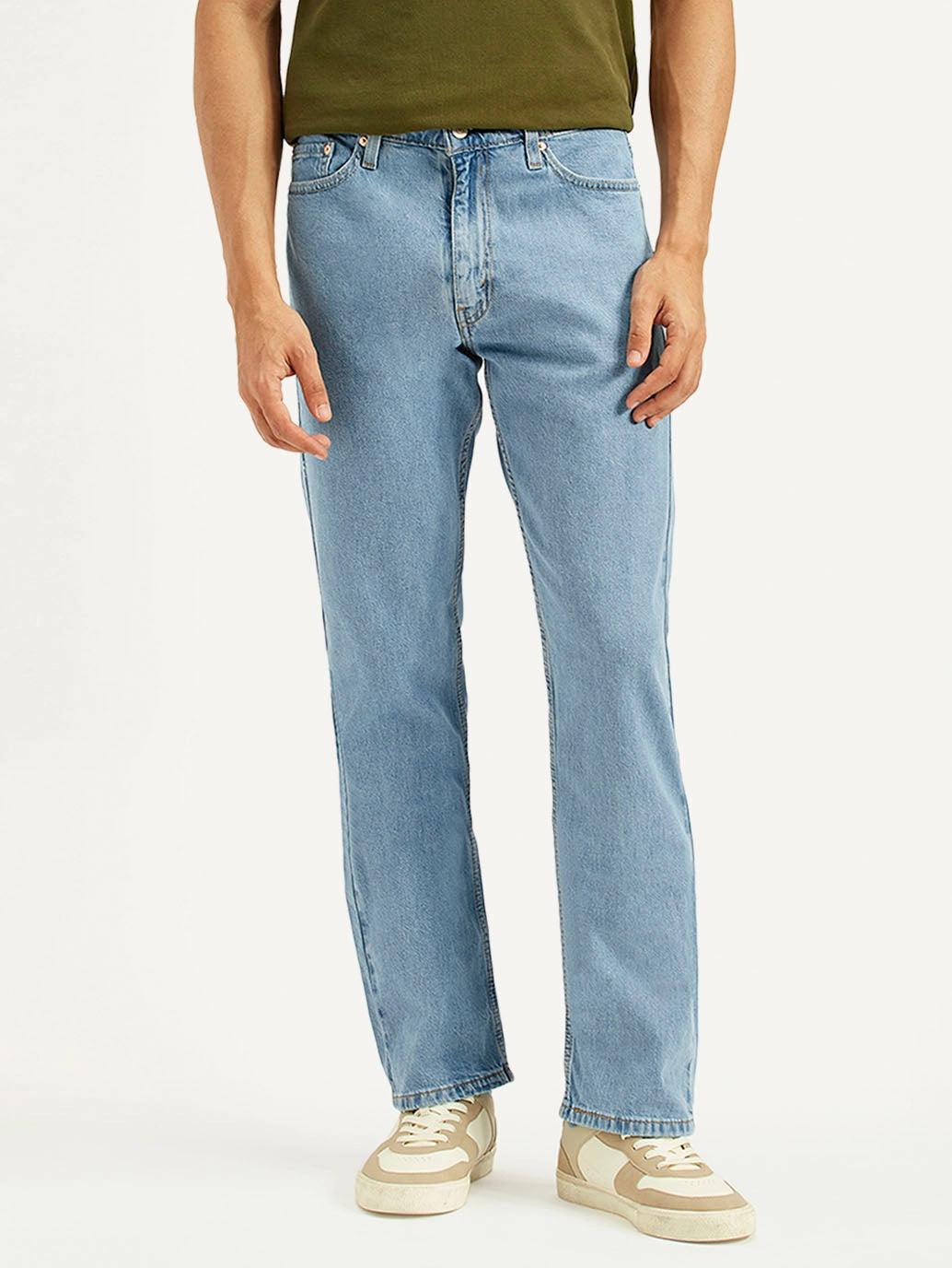 Family Style Minimalist Style Date Night Men's 513 Light Blue Slim Straight Fit Mid Rise Jeans