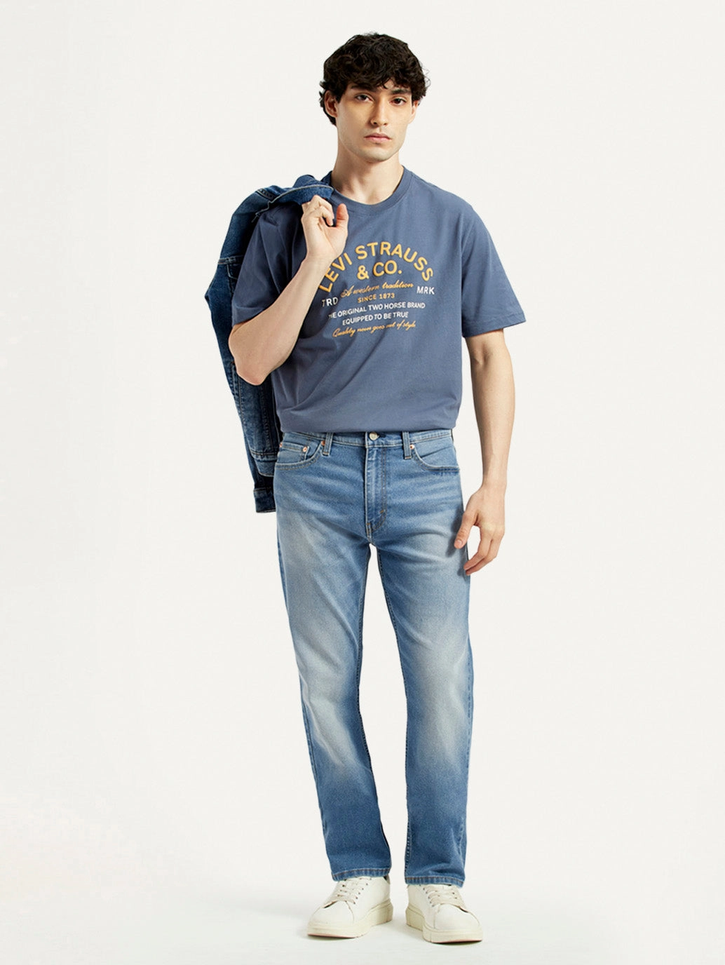 Men's 513 Light Indigo Slim Straight Fit Mid Rise Jeans Base Comfort Festival Outfit Professional Wear