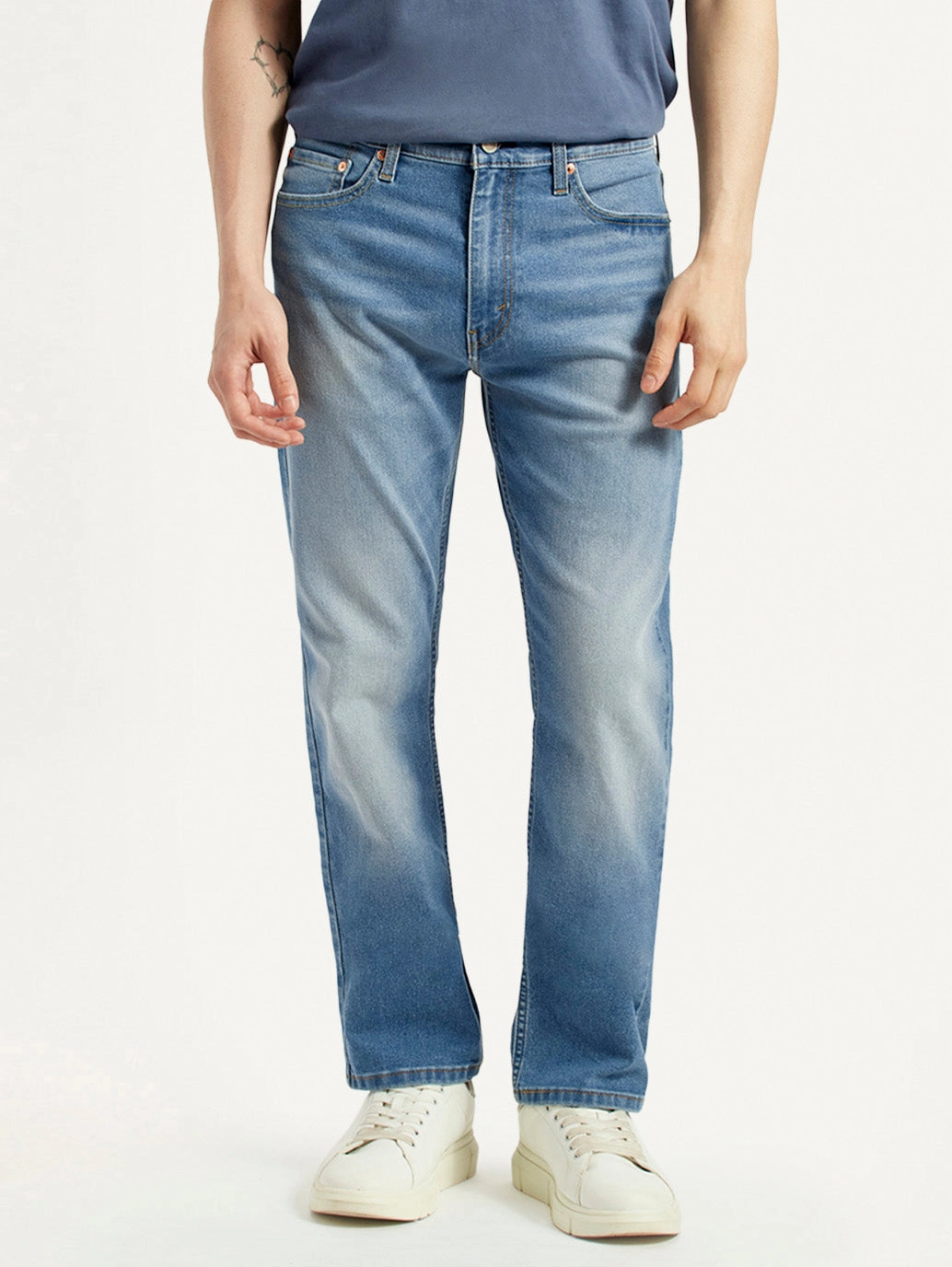 Comfortable Design Morning Stroll Stretch Men's 513 Light Indigo Slim Straight Fit Mid Rise Jeans