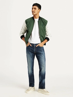 Men's 513 Navy Blue Slim Straight Fit Mid Rise Jeans Beach Day Versatile Soft Holiday Vibes Work Ready