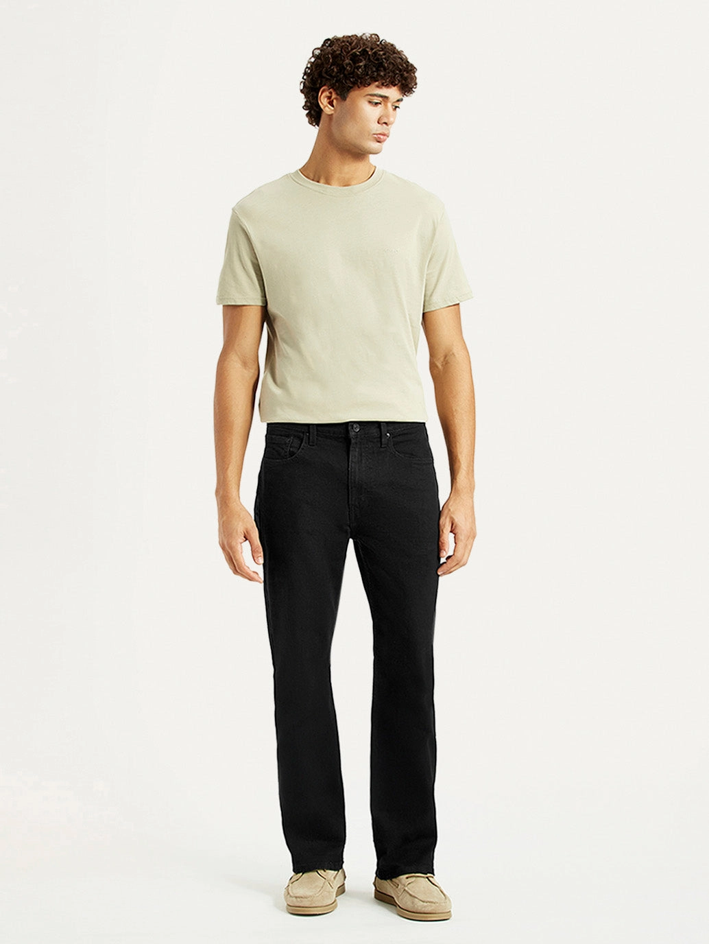 Minimal Fading Men's 527 Black Slim Bootcut Fit Mid Rise Jeans