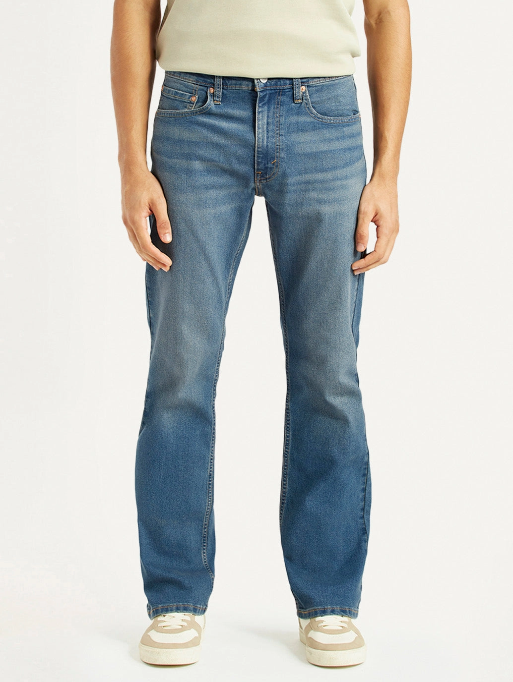 Flexible Waist Men's 527 Mid Indigo Bootcut Fit Mid Rise Jeans