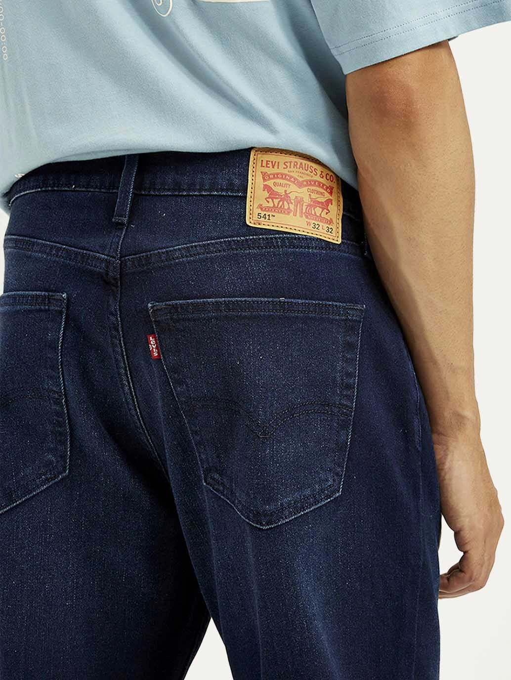 Men's 541 Dark Blue Athletic Tapered Fit Mid Rise Jeans Street Essential Any Occasion