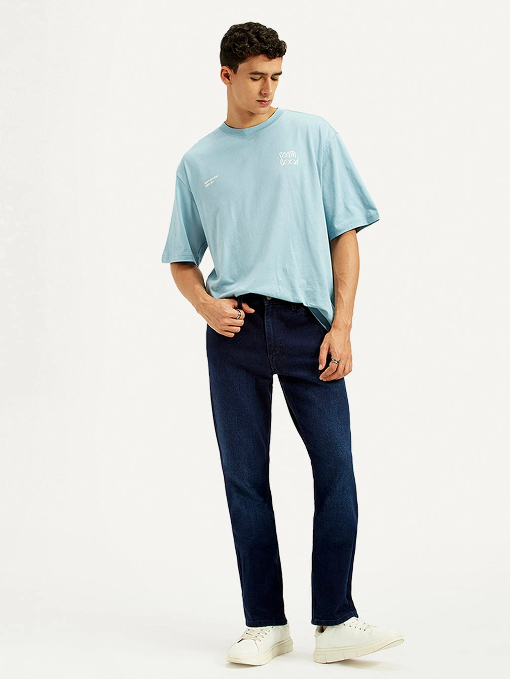 Men's 541 Dark Blue Athletic Tapered Fit Mid Rise Jeans comfortable option