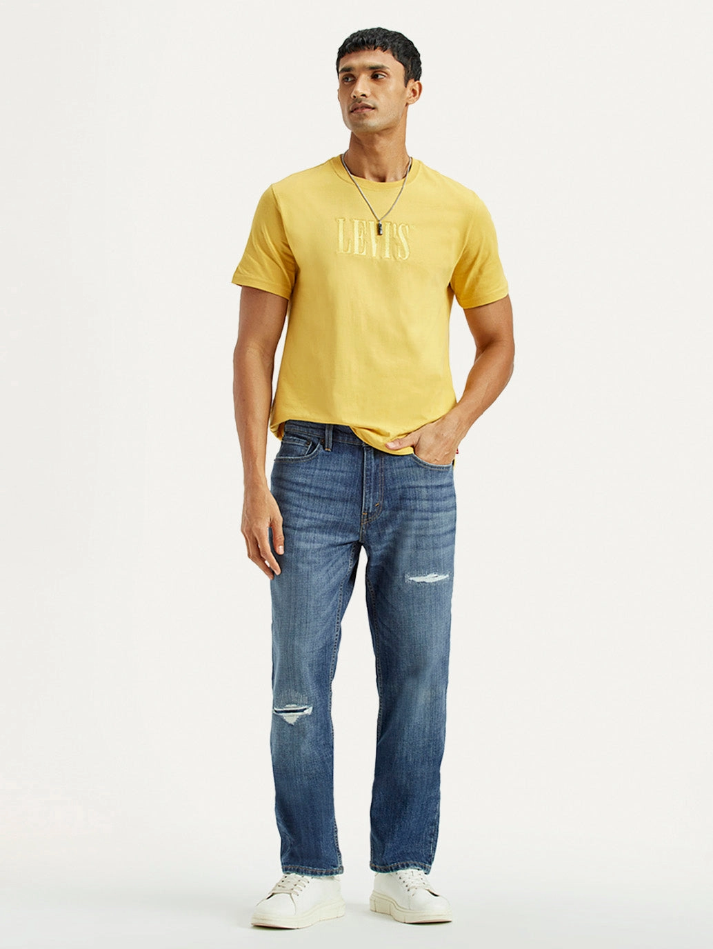 Men's 541 Med Indigo Athletic Tapered Fit Mid Rise Jeans Contemporary Fit Reliable Basic