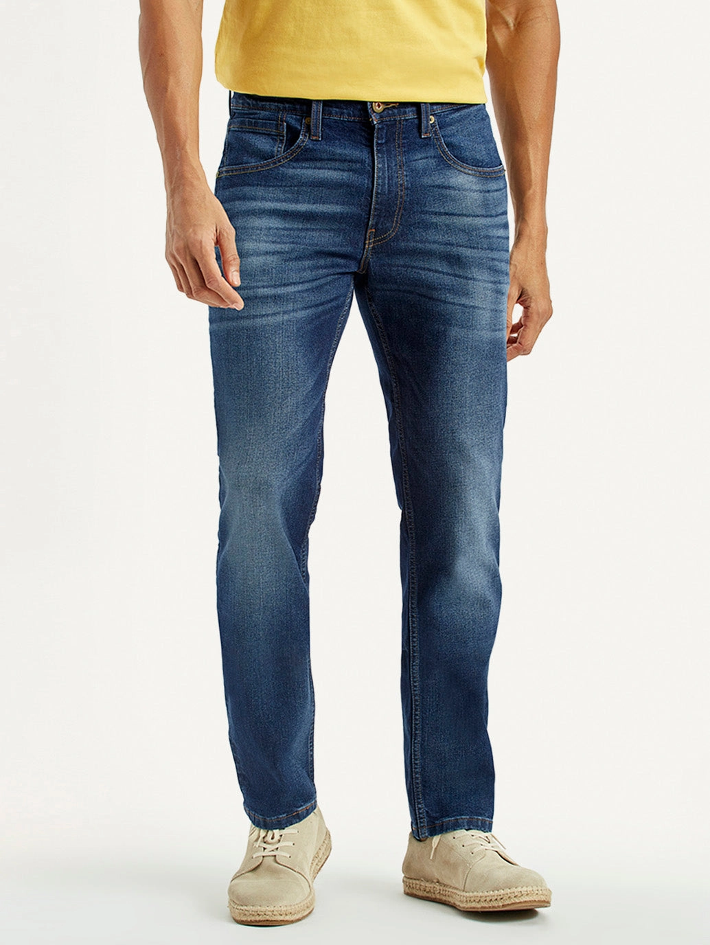 Men's 541 Med Indigo Athletic Tapered Fit Mid Rise Jeans Breathable Classic Wear Eco Friendly Always Appropriate