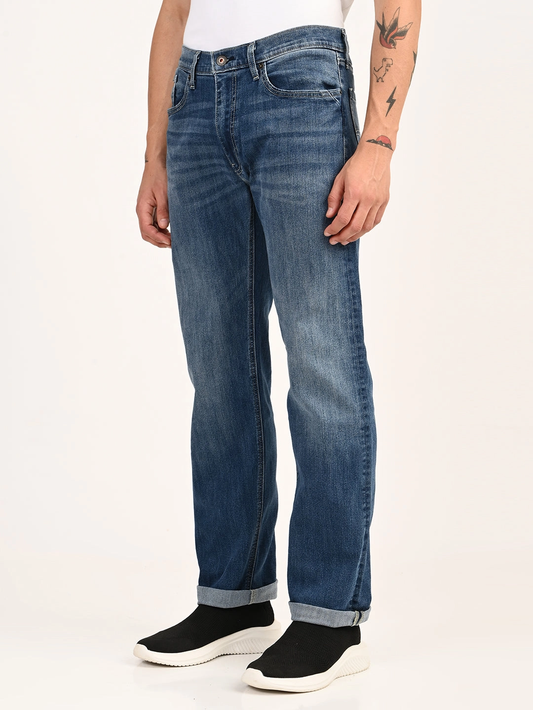 Daily Driven Men's 555 Blue Relaxed Straight Fit Mid Rise Jeans