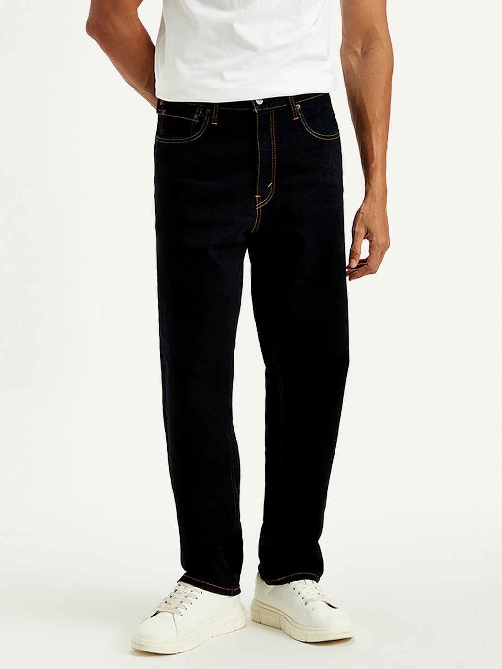 Permanent Crease Retention Men's 568 Dark Blue Loose Fit Mid Rise Jeans