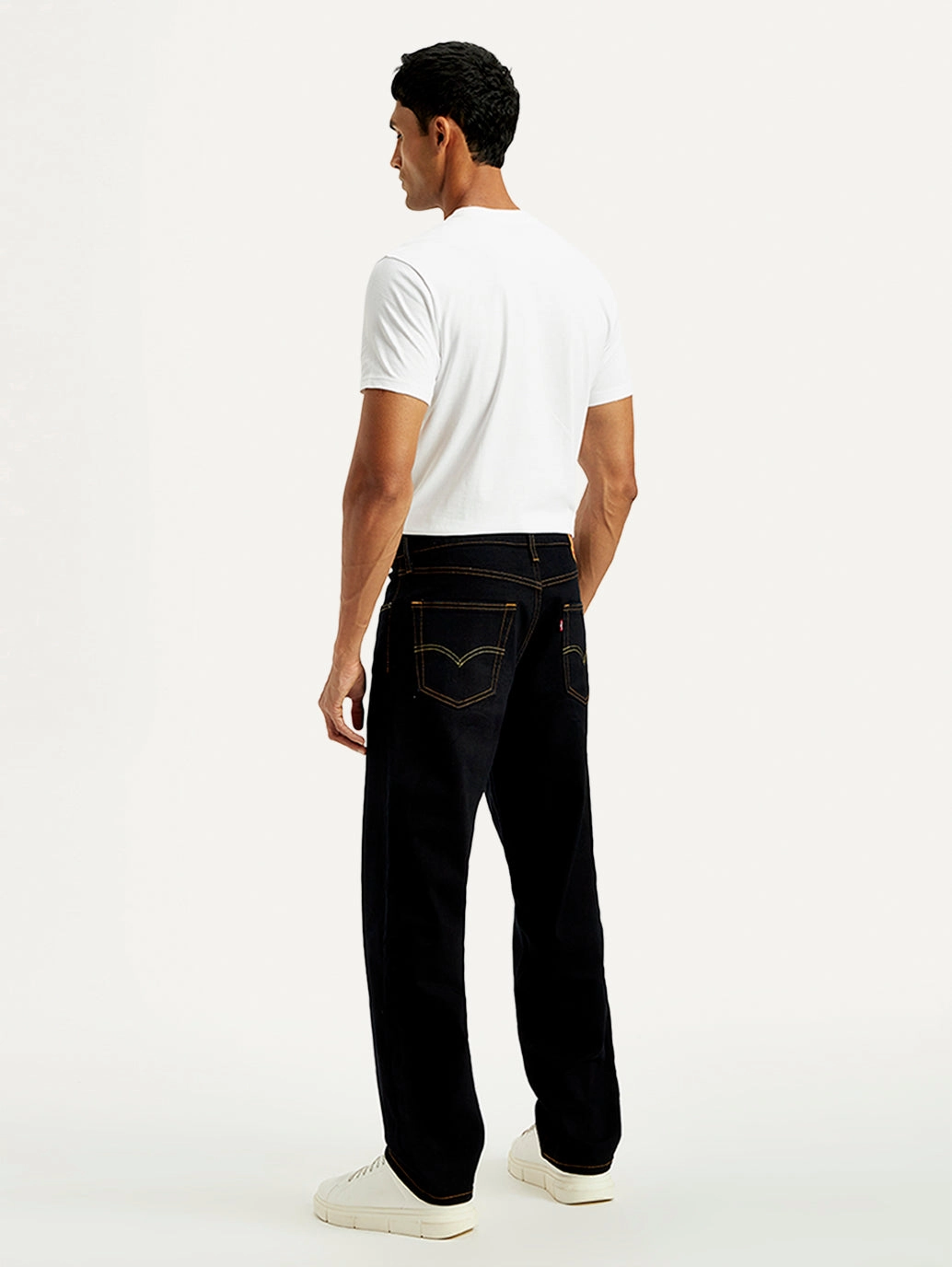 Abrasion Resistant Surface Casual Essentials Men's 568 Dark Blue Loose Fit Mid Rise Jeans