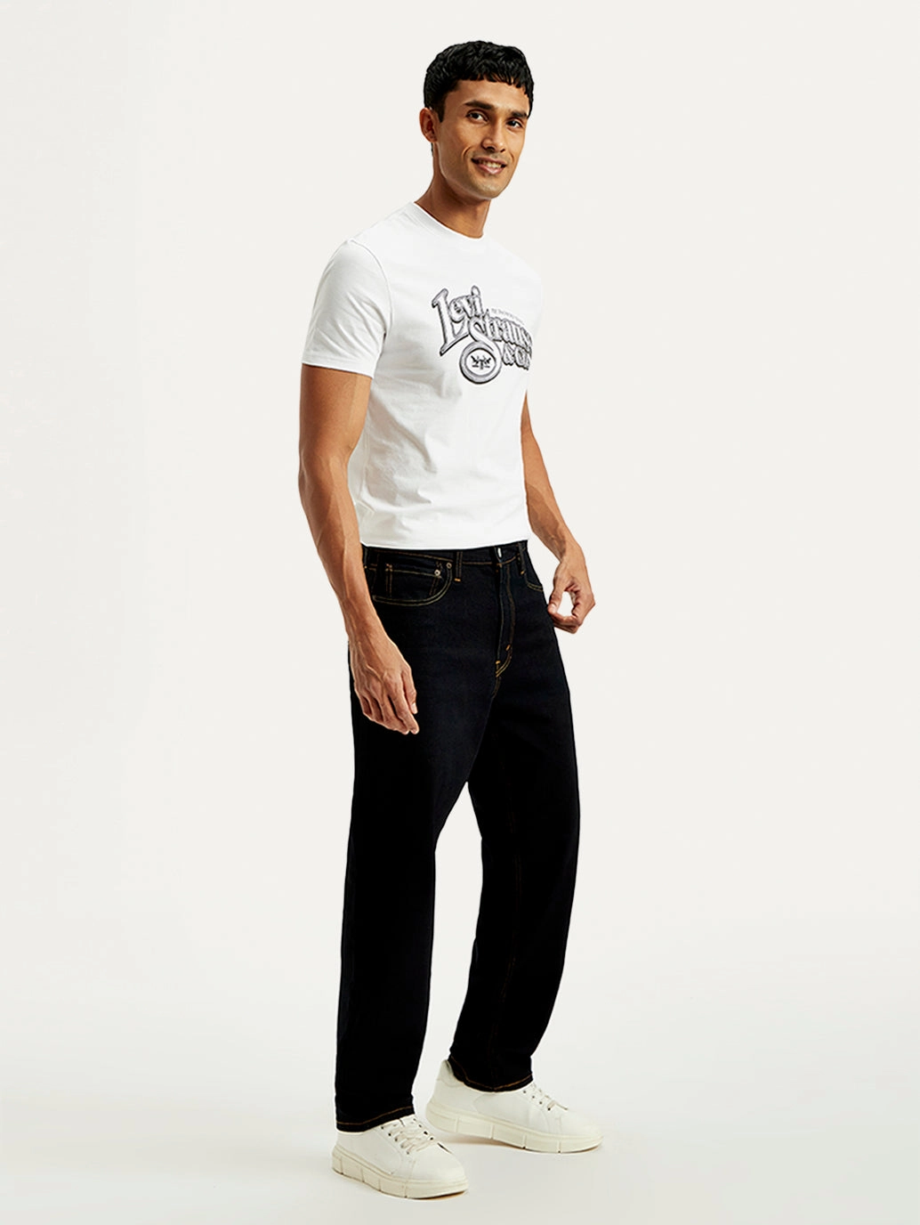 Eco Conscious Denim Men's 568 Dark Blue Loose Fit Mid Rise Jeans