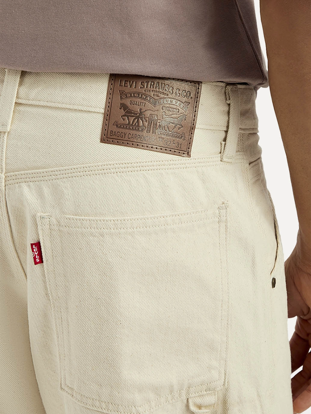 Men's 578 Cream Baggy Fit Mid Rise Carpenter Jeans Easy Match