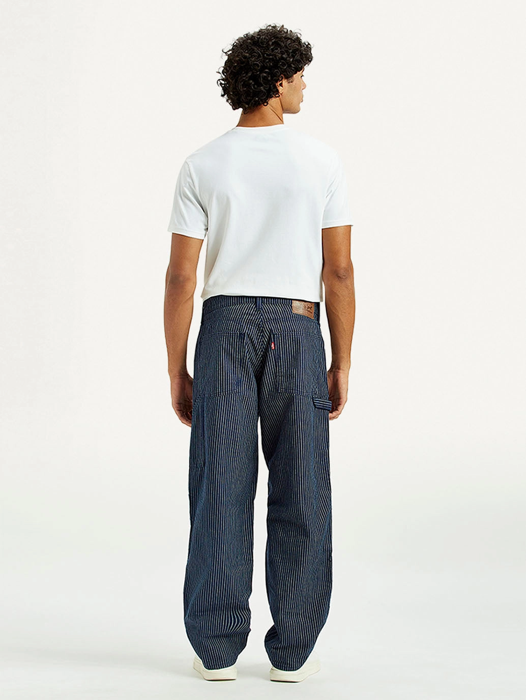 Neutral Outfit Casual Elegance Men's 578 Dark Indigo Baggy Fit Mid Rise Carpenter Jeans