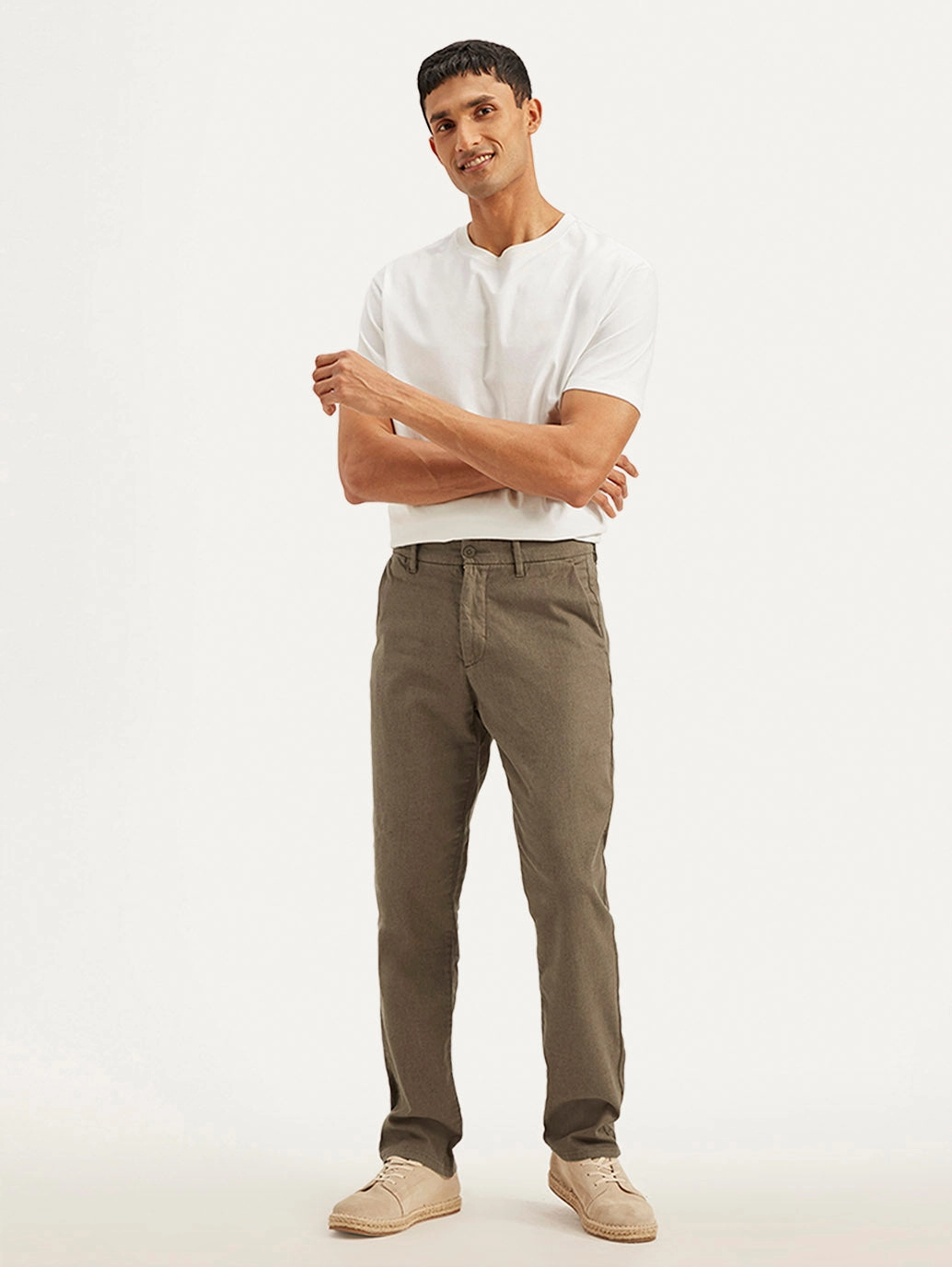 Men's Authentic Straight Fit Linen Chino Pants Versatile Waist No Fuss