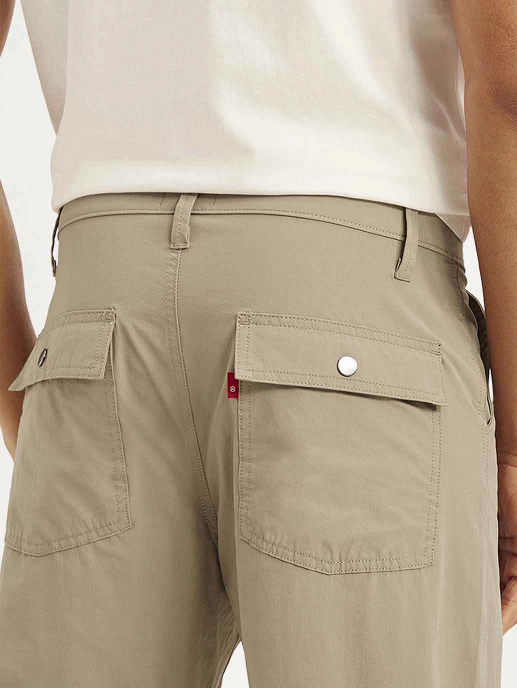 Essential Waist Men's Beige Loose Fit Chino Cargos