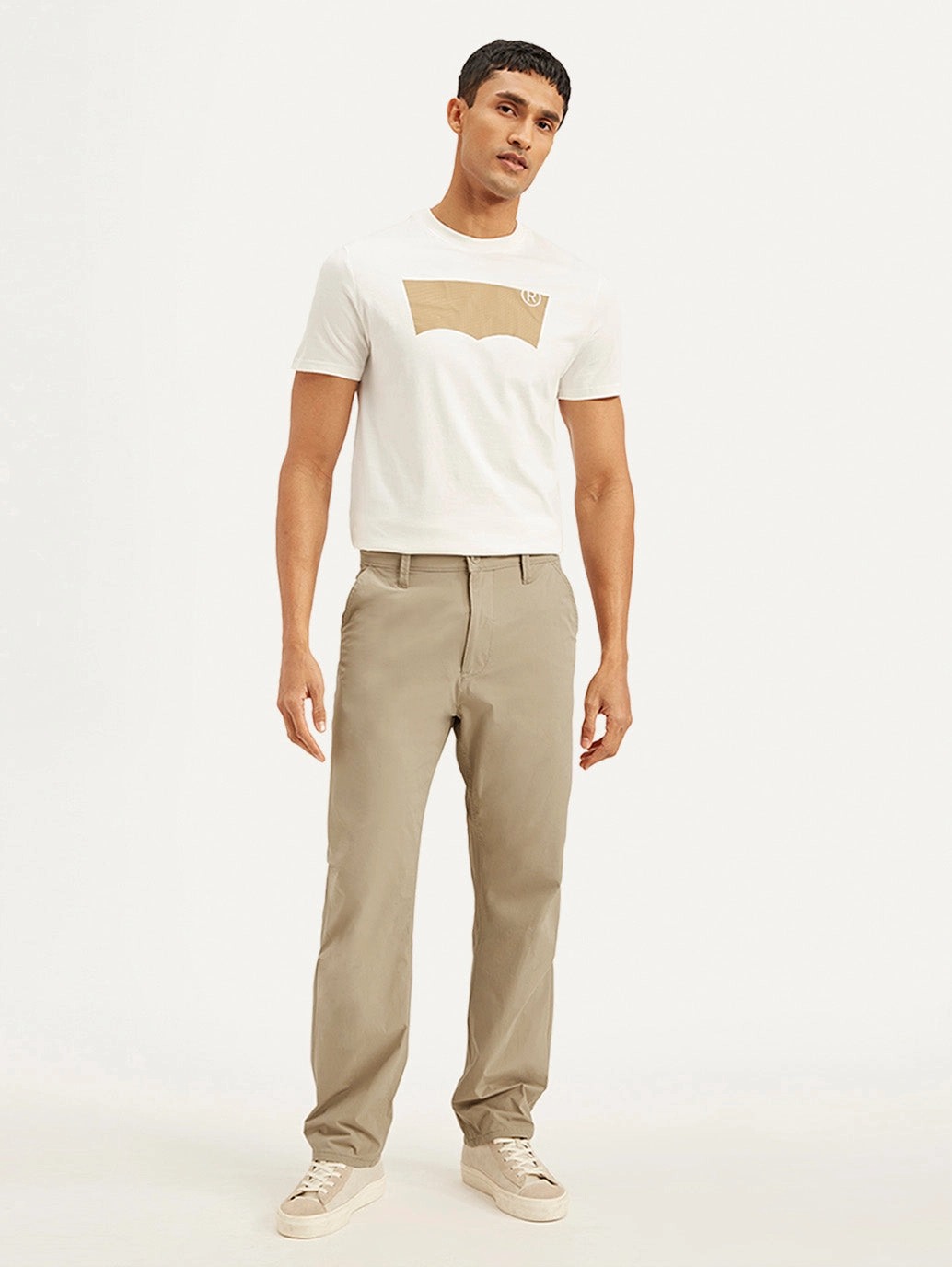 Men's Beige Loose Fit Chino Cargos Neutral Fit Chic Design Wear